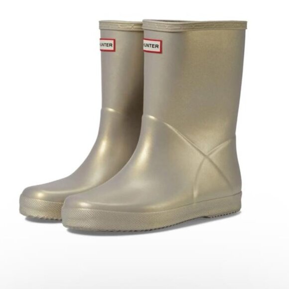 HUNTER KIDS UNISEX ORIGINAL FIRST NEBULA RAIN BOOTS - PALE GOLD - Picture 1 of 8